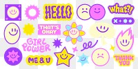 PNG Colorful playful sticker designs on transparent background