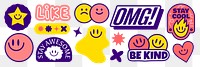 PNG Colorful playful stickers with messages on transparent background