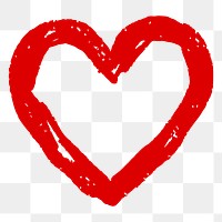 PNG Hand-drawn red heart shape, transparent background