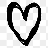 PNG Hand-drawn black heart illustration, transparent background