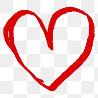 PNG Red hand-drawn heart illustration, transparent background