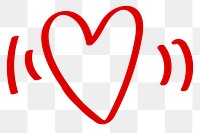 PNG Red heart with vibration lines, transparent background