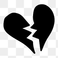 PNG Silhouette broken heart symbol, transparent background