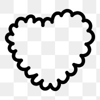 PNG Heart-shaped fluffy cloud outline, transparent background