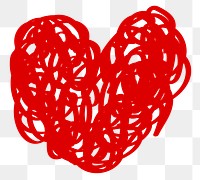 PNG Red scribble heart design, transparent background