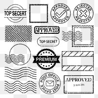 PNG Vintage stamp design collection , set on transparent background