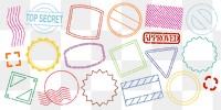 PNG Colorful abstract stamp designs , set on transparent background