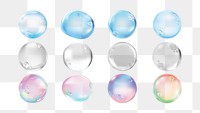 PNG Colorful glossy bubbles collection on transparent background