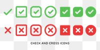 PNG Green check red cross icons on transparent background