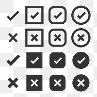 PNG Checkmark and cross icon set on transparent background