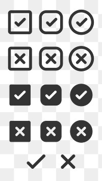 PNG Checkbox icons for interface design on transparent background