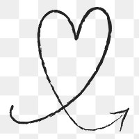 PNG Heart arrow sketch illustration on transparent background