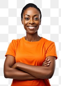 PNG Positive african woman portrait standing t-shirt. 