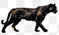 PNG Leopard gold sparkle watercolor wildlife painting.