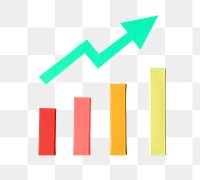 Growing bar charts png sticker, transparent background