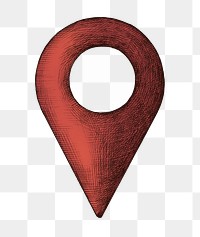 Location pin png vintage sticker illustration, transparent background