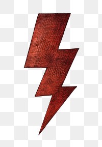 Lightning bolt png vintage sticker illustration, transparent background