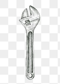 Wrench png vintage sticker illustration, transparent background