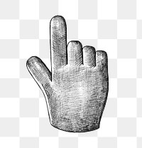 Hand cursor png vintage sticker illustration, transparent background