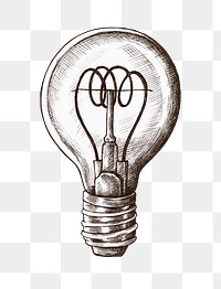 Light bulb png vintage sticker illustration, transparent background
