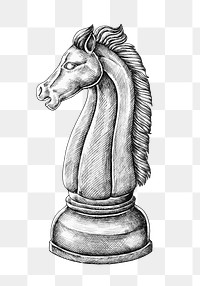 Chess knight png vintage sticker illustration, transparent background