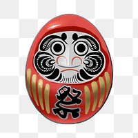 Daruma doll png sticker, transparent background