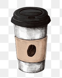 Coffee tumbler png vintage sticker illustration, transparent background