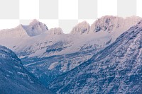 Snowy mountain png border, transparent background