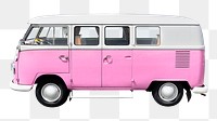 Pink microbus png sticker, vehicle image on transparent background