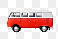 Red vintage van png sticker, vehicle image on transparent background