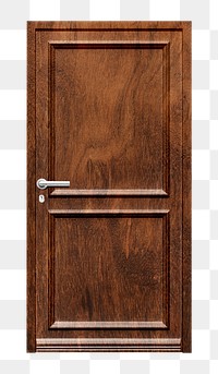 Wooden panel png door sticker, modern architecture image on transparent background