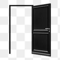 Black panel png door sticker, modern architecture image on transparent background