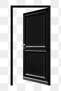 Black panel png door sticker, modern architecture image on transparent background