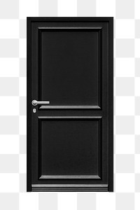 Black panel png door sticker, modern architecture image on transparent background