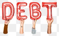 Debt balloon png word sticker, transparent background