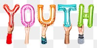 Youth balloon png word sticker, transparent background