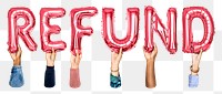 Refund balloon png word sticker, transparent background