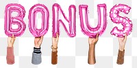 Bonus balloon png word sticker, transparent background