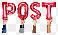 Post balloon png word sticker, transparent background