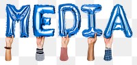 Media balloon png word sticker, transparent background