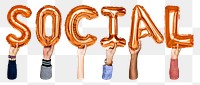 Social balloon png word sticker, transparent background