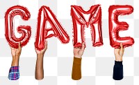Game balloon png word sticker, transparent background