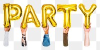 Party balloon png word sticker, transparent background