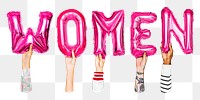 Women balloon png word sticker, transparent background