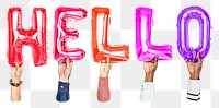 Hello balloon png word sticker, transparent background