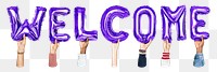 Welcome balloon png word sticker, transparent background