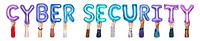 Cyber security balloon png word sticker, transparent background