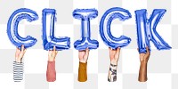 Click balloon png word sticker, transparent background