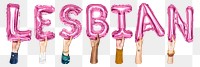 Lesbian balloon png word sticker, transparent background