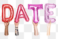 Date balloon png word sticker, transparent background